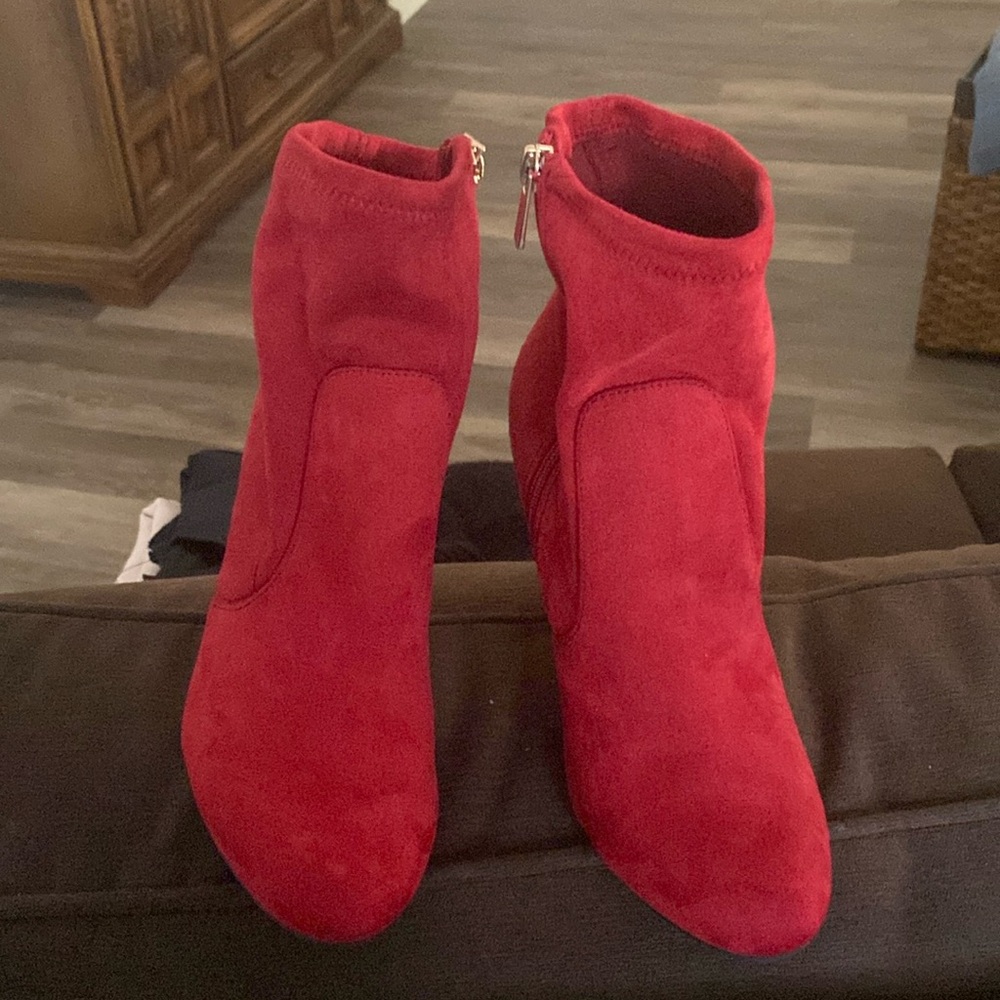 Suede Red Boots